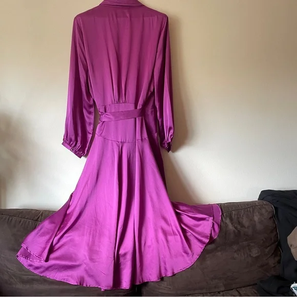 Nasty Gal Steal Spotlight BarbieCore Pink Satin Wrap Dress wedding guest plus 24 - Picture 11 of 14